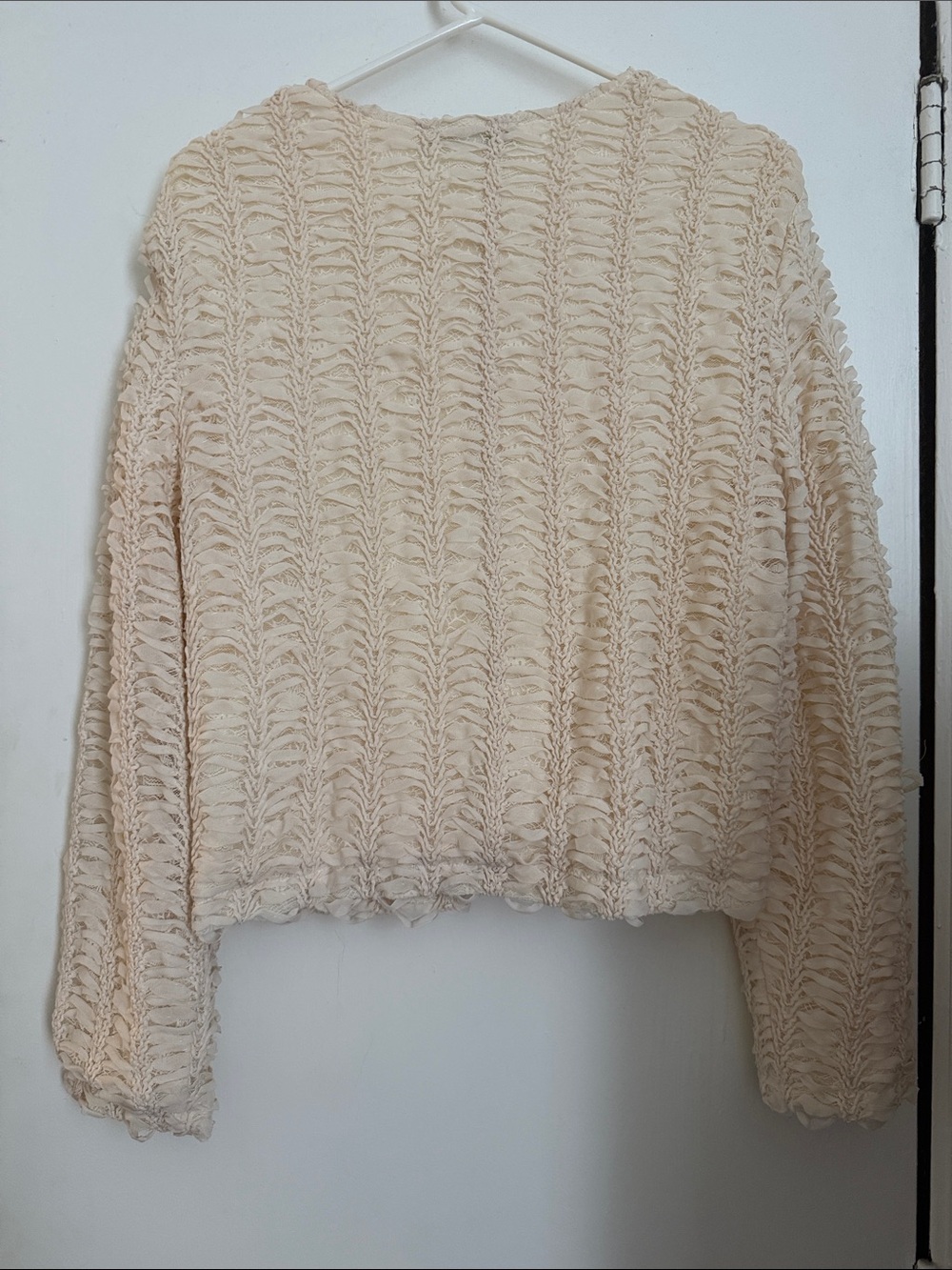 Zara Cream Textured Button-Front Cropped Jacket - Picture 5 of 14